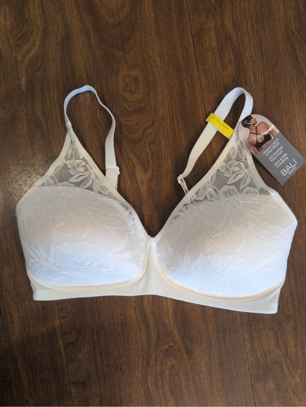 Bali DF7594 Breathe By Bali Foam Wirefree Bra White New Comfort Athlesure SZ M
